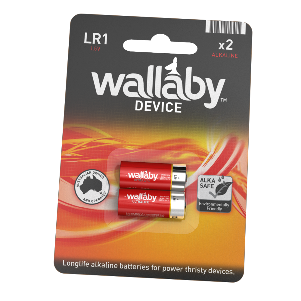 2 Packs Wallaby Alkaline LR1 (2 Batteries in a pack)