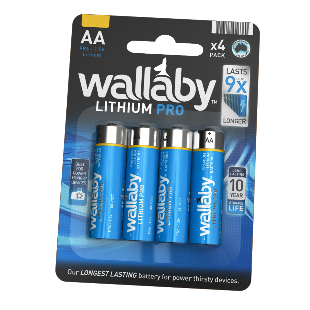 2 Packs Wallaby Lithium Pro AA (4 Batteries in a pack)