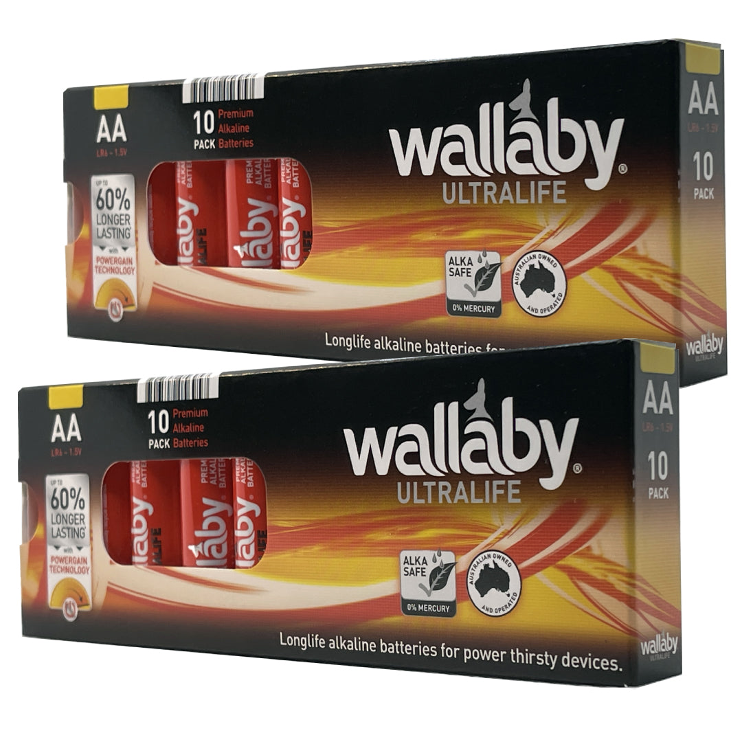2 Packs Wallaby Alkaline AA (10 Batteries in a pack)