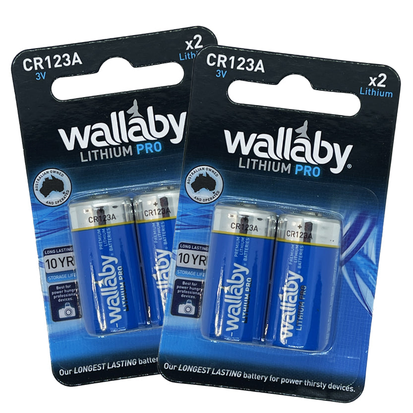 2 Packs Wallaby Lithium Pro CR123A 3V (2 Batteries in a pack)