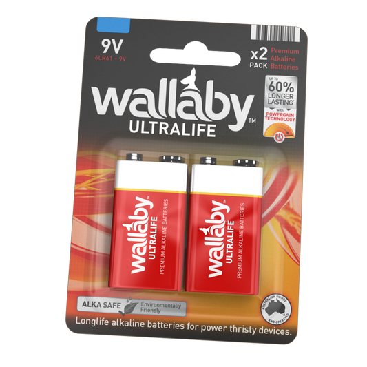 2 Packs Wallaby Alkaline 9V (2 Batteries in a pack)