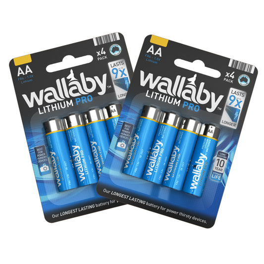 2 Packs Wallaby Lithium Pro AA (4 Batteries in a pack)
