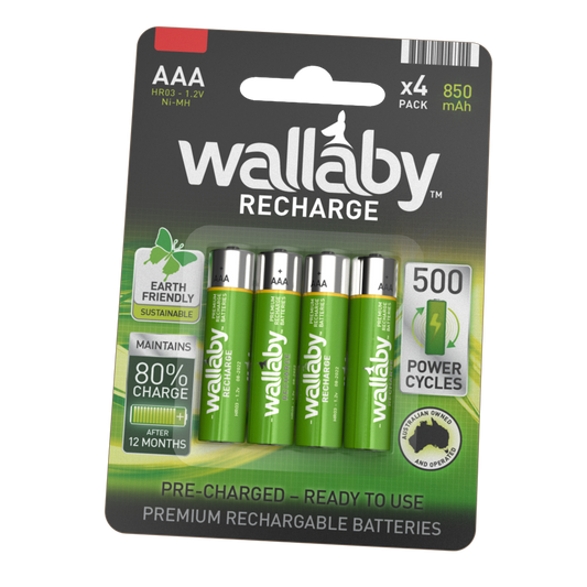 2 Packs Wallaby Alkaline AAA Recharge (4 Batteries in a pack)