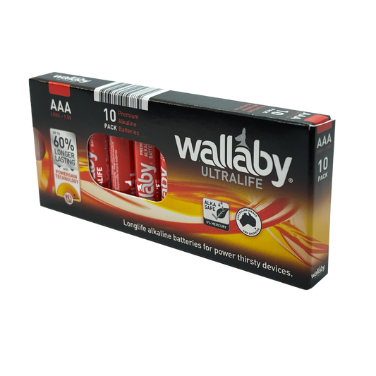 2 Packs Wallaby Alkaline AAA (10 Batteries in a pack)